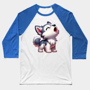 Cute Howling Husky Puppy Baseball T-Shirt